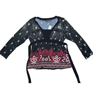 NWT Vtg Y2K Level Eight Plus Size 1X Boho Whimsigoth Babydoll Blouse